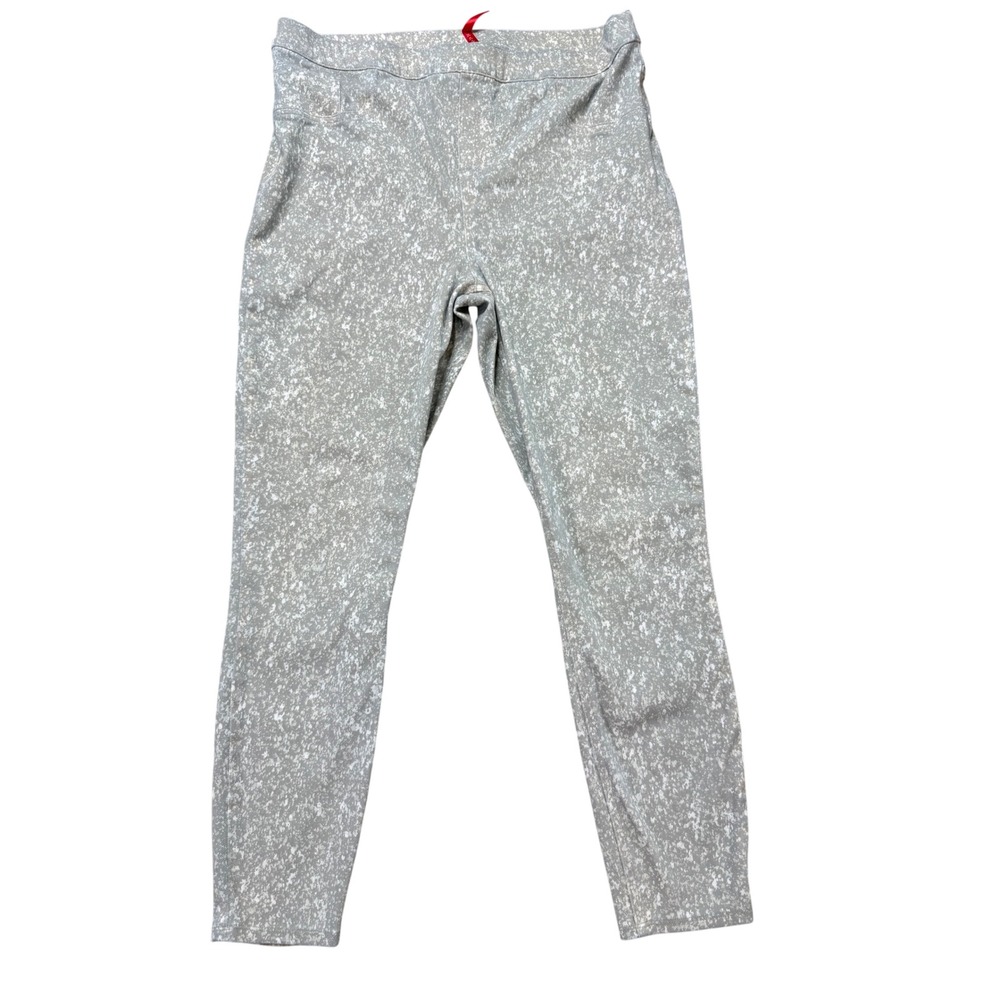 Spanx Jean-ish Leggings Womens 1X Grey Excellent Acid Wash Distressed Pull On